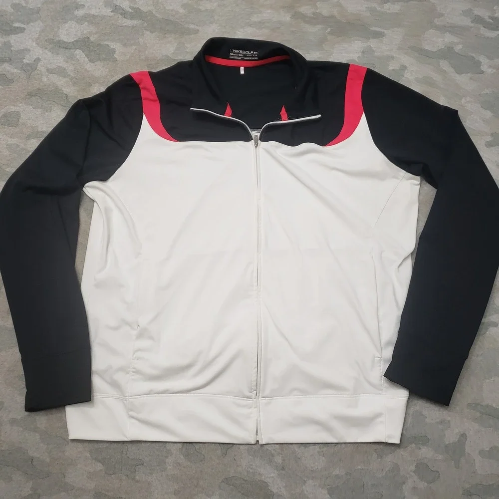 Nike Golf Jacket Womens XL White Windbreaker Fit Dry Full Zip Outdoors